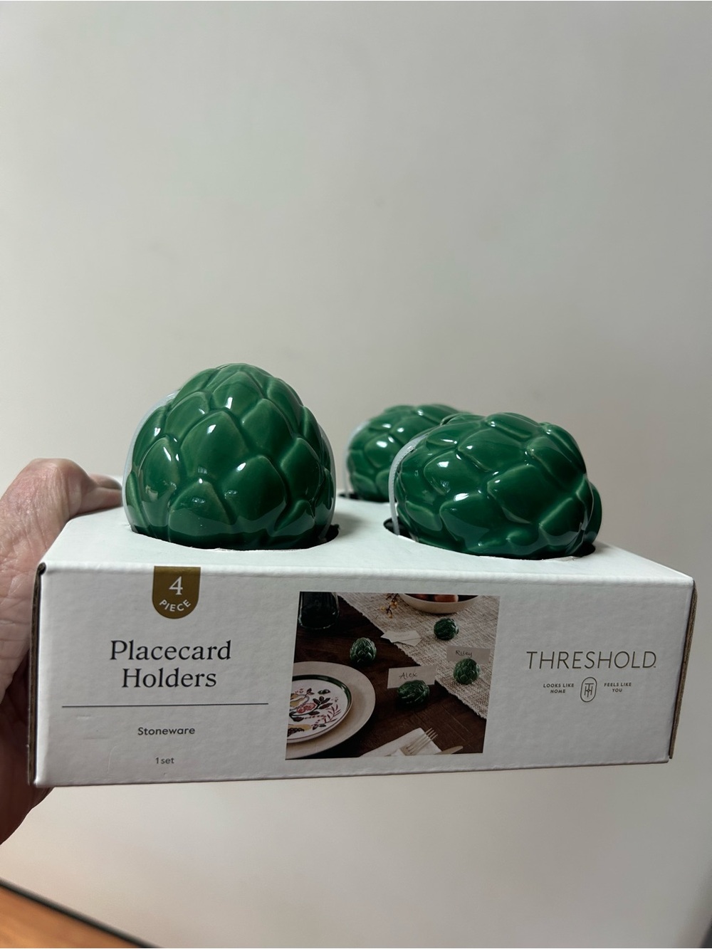 Ceramic Green Artichoke Dinnerware Accent Set - Pack of 4 - Picture 2 of 3
